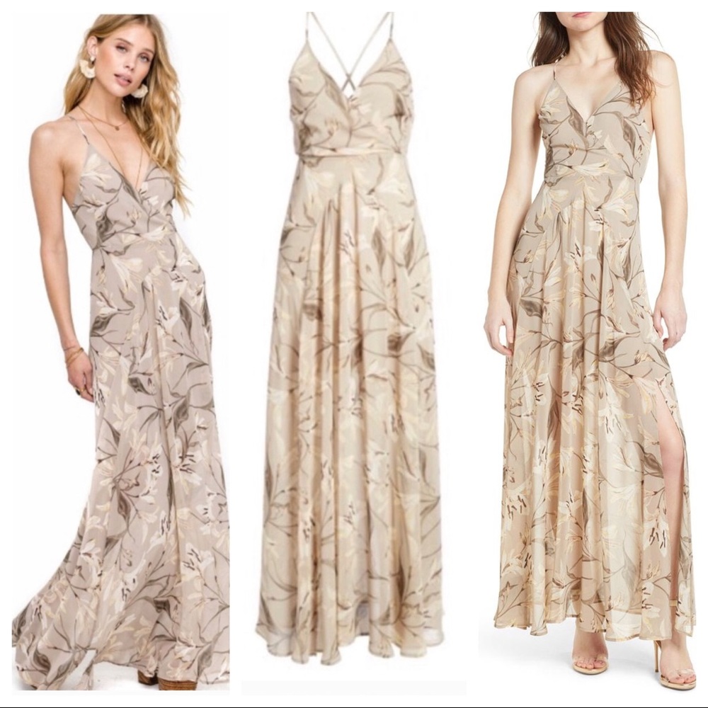 Astr Surplice Floral Maxi Dress